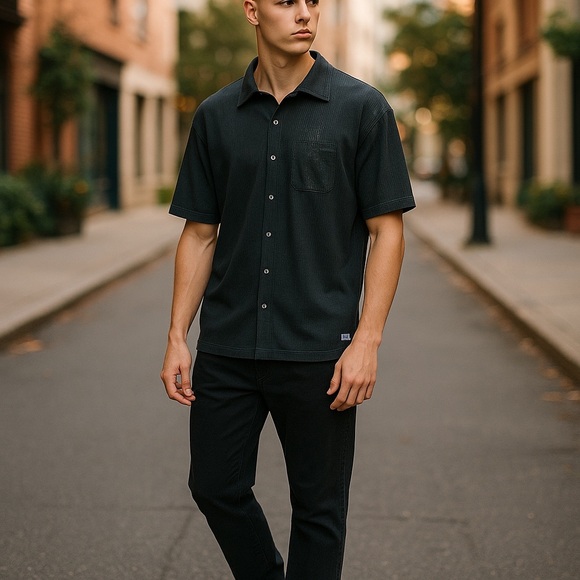 Guess Other - Guess Men's Black Casual Button Down Shirt